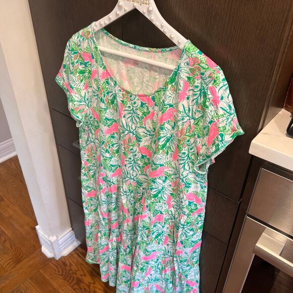 Lilly Pulitzer Dresses & Skirts - Lilly Pulitzer Green and Pink Floral Midi Dress